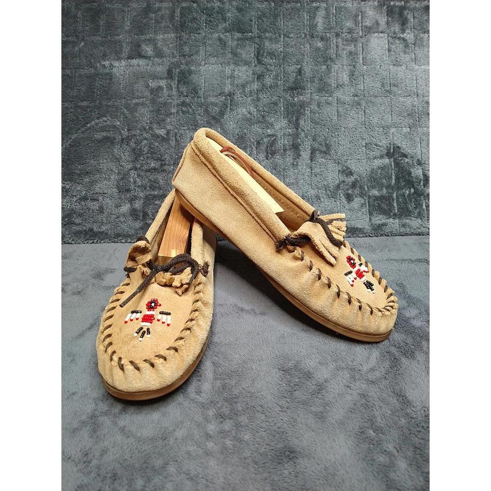 Minnetonka Thunderbird Animikii Beaded Suede Moccasins Size 4